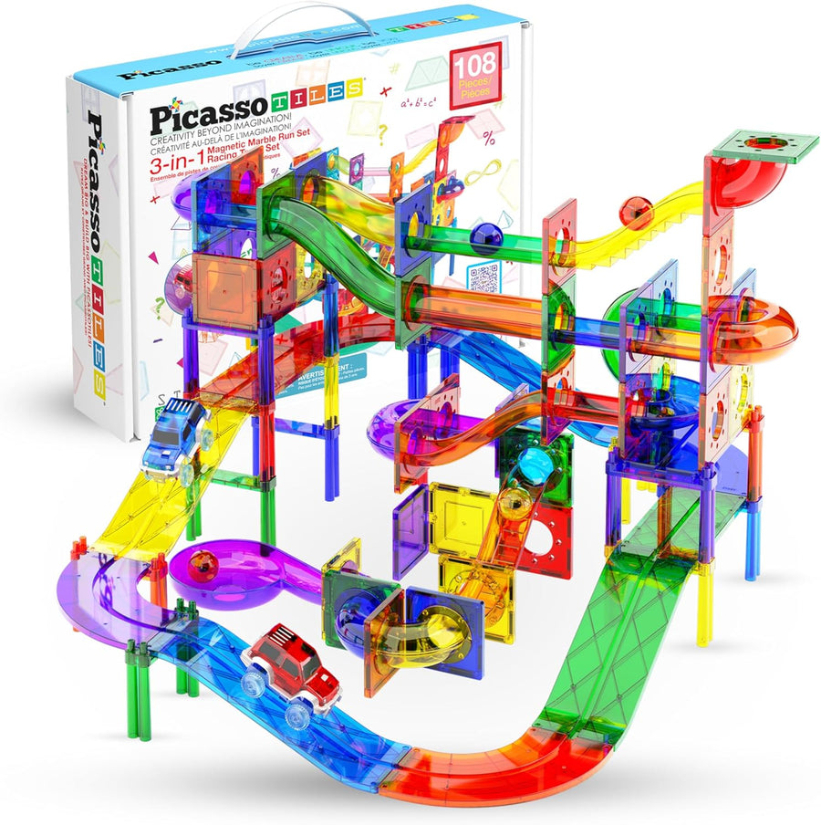 Picasso Magnetic Tiles 3-In-1 Race Track 108-Piece
