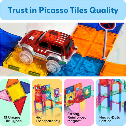 Picasso Magnetic Tiles 3-In-1 Race Track 108-Piece