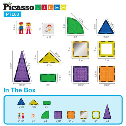 Picasso Magnetic Bricks + Tiles 63-Piece