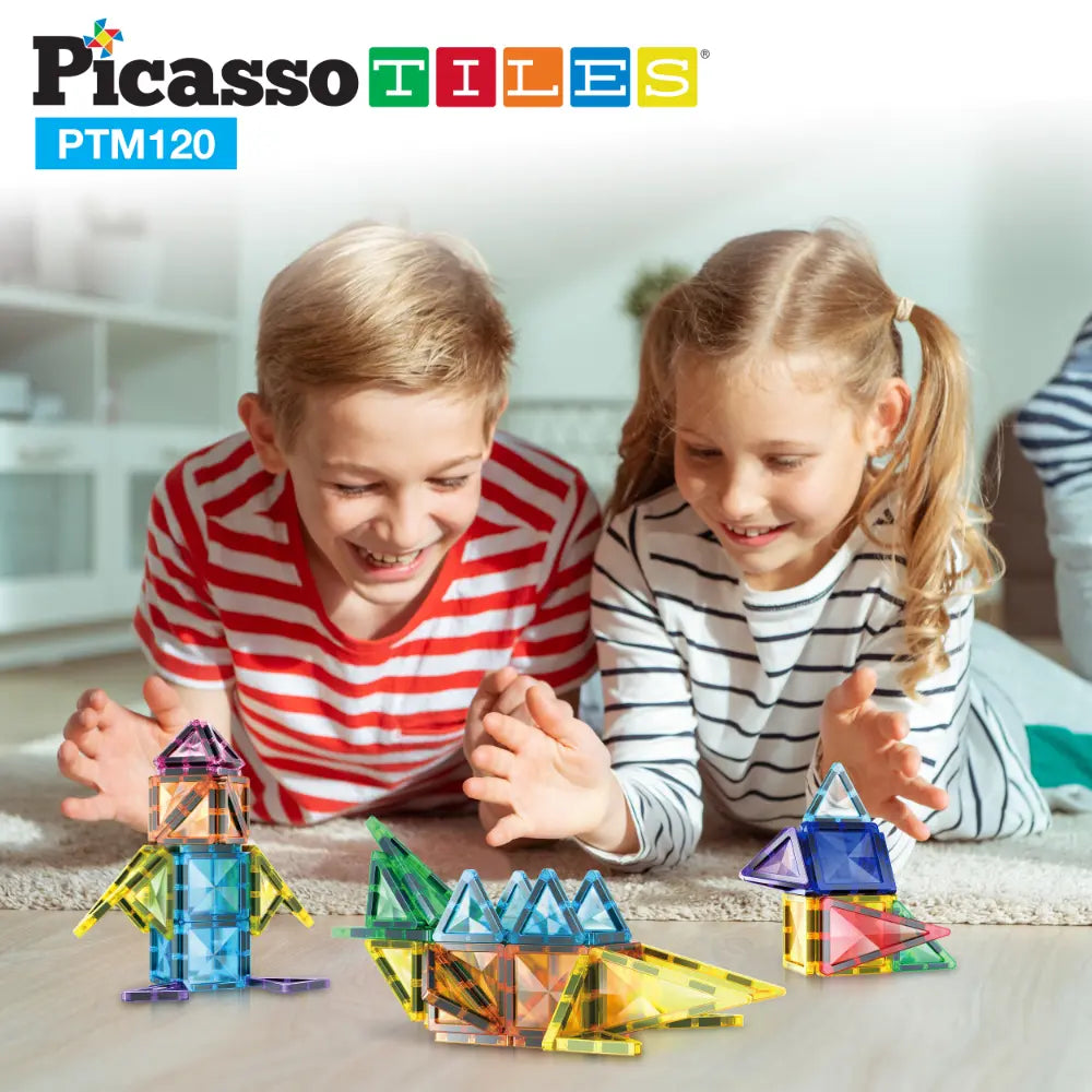 Picasso Magnetic Tiles Mini Diamond with 2Character + Car Truck 120-Pieces