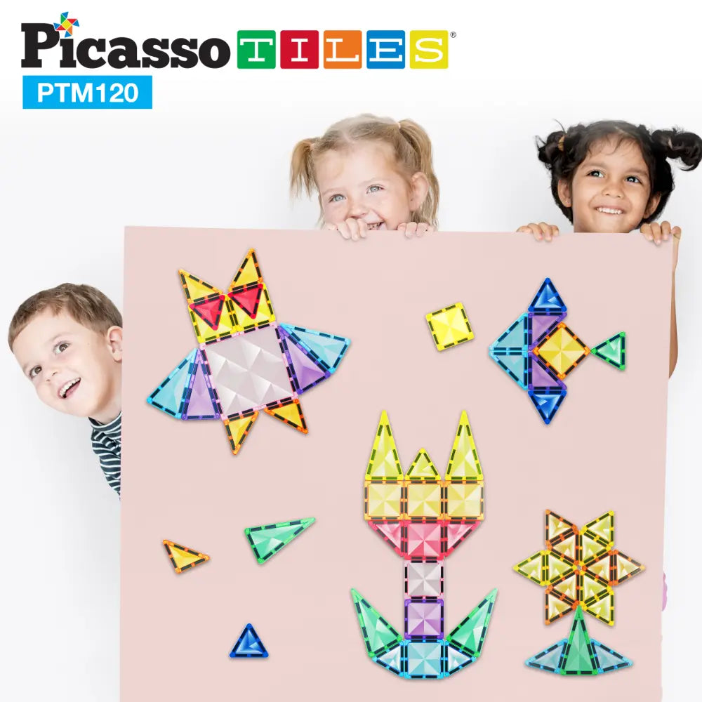 Picasso Magnetic Tiles Mini Diamond with 2Character + Car Truck 120-Pieces