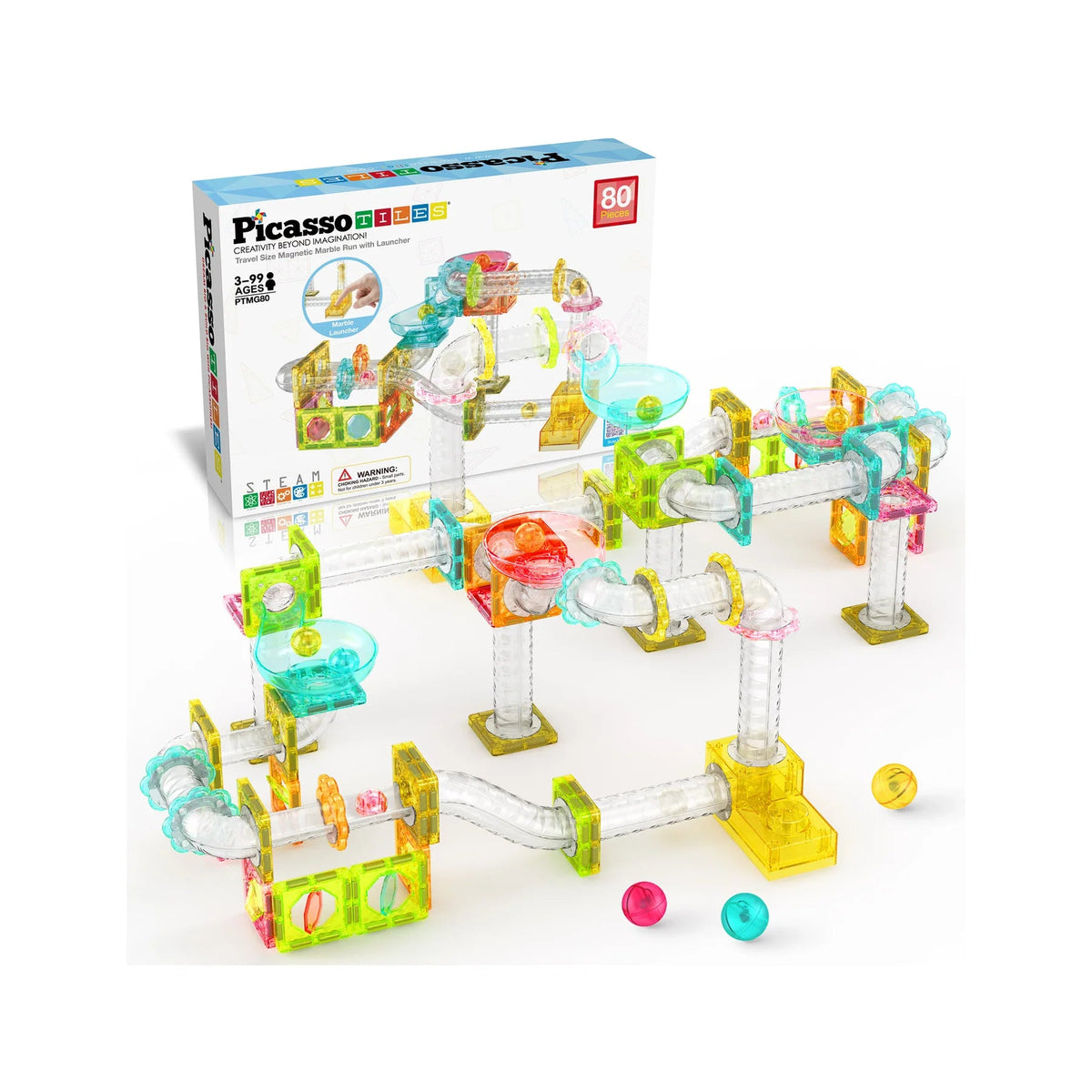 Picasso Magnetic Marble Run with Launcher 80-Piece