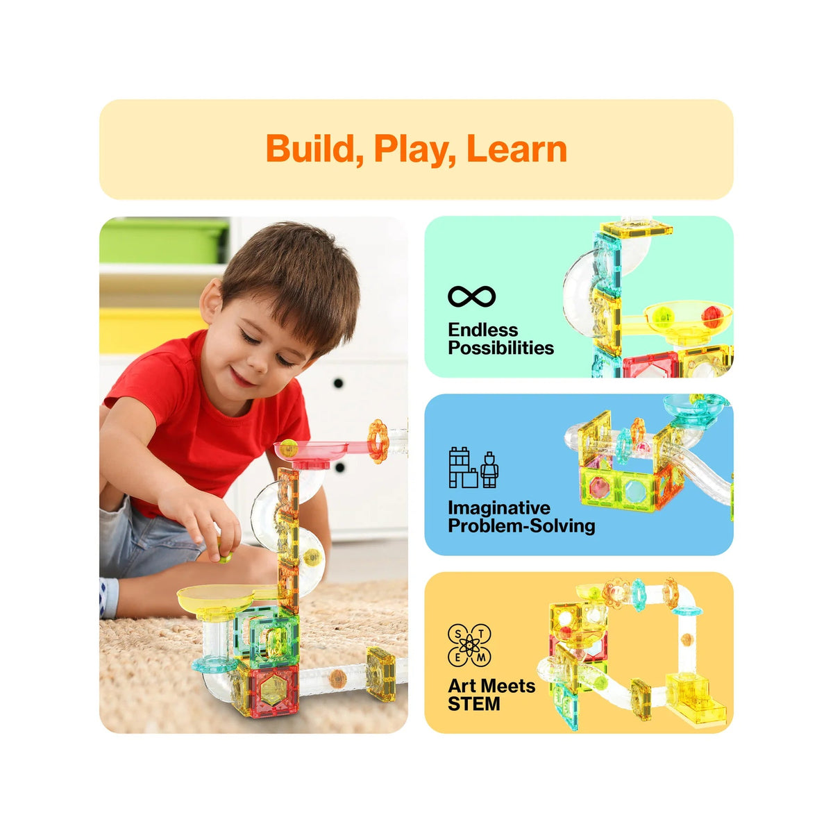 Picasso Magnetic Marble Run with Launcher 80-Piece