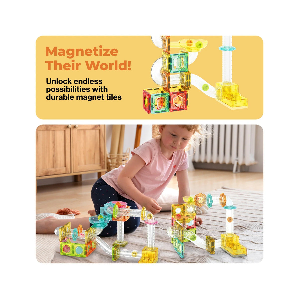 Picasso Magnetic Marble Run with Launcher 80-Piece