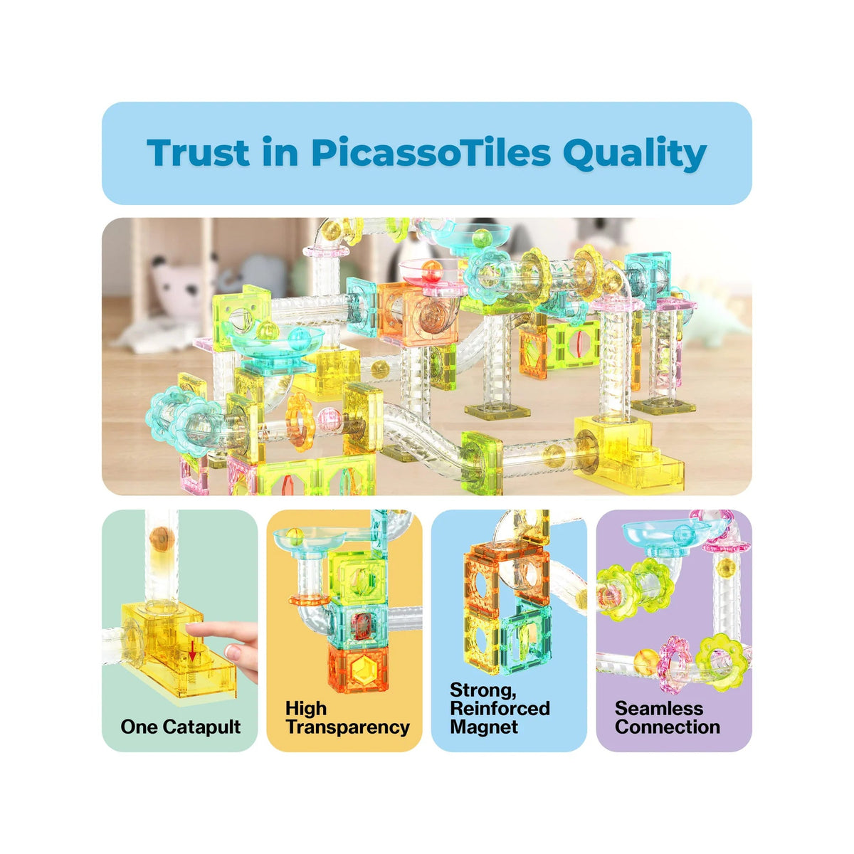 Picasso Magnetic Marble Run with Launcher 80-Piece