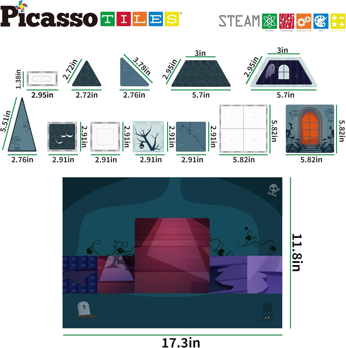 Picasso Magnetic Tiles Haunted House 57-Piece