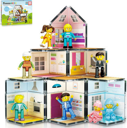 Picasso Magnetic Tiles Homestead Family Theme 65-Piece