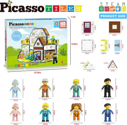 Picasso Magnetic Tiles Homestead Family Theme 65-Piece