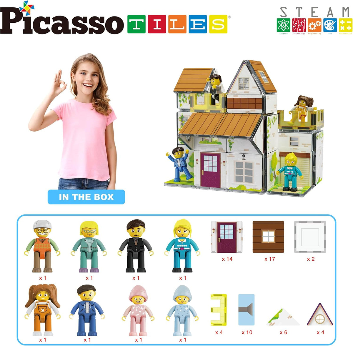 Picasso Magnetic Tiles Homestead Family Theme 65-Piece