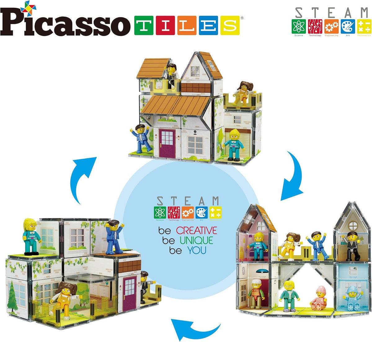 Picasso Magnetic Tiles Homestead Family Theme 65-Piece