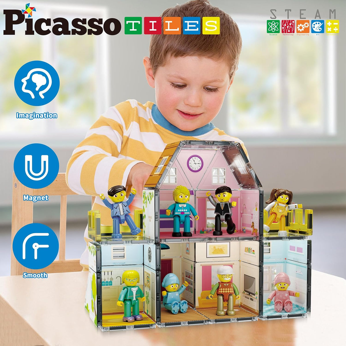Picasso Magnetic Tiles Homestead Family Theme 65-Piece