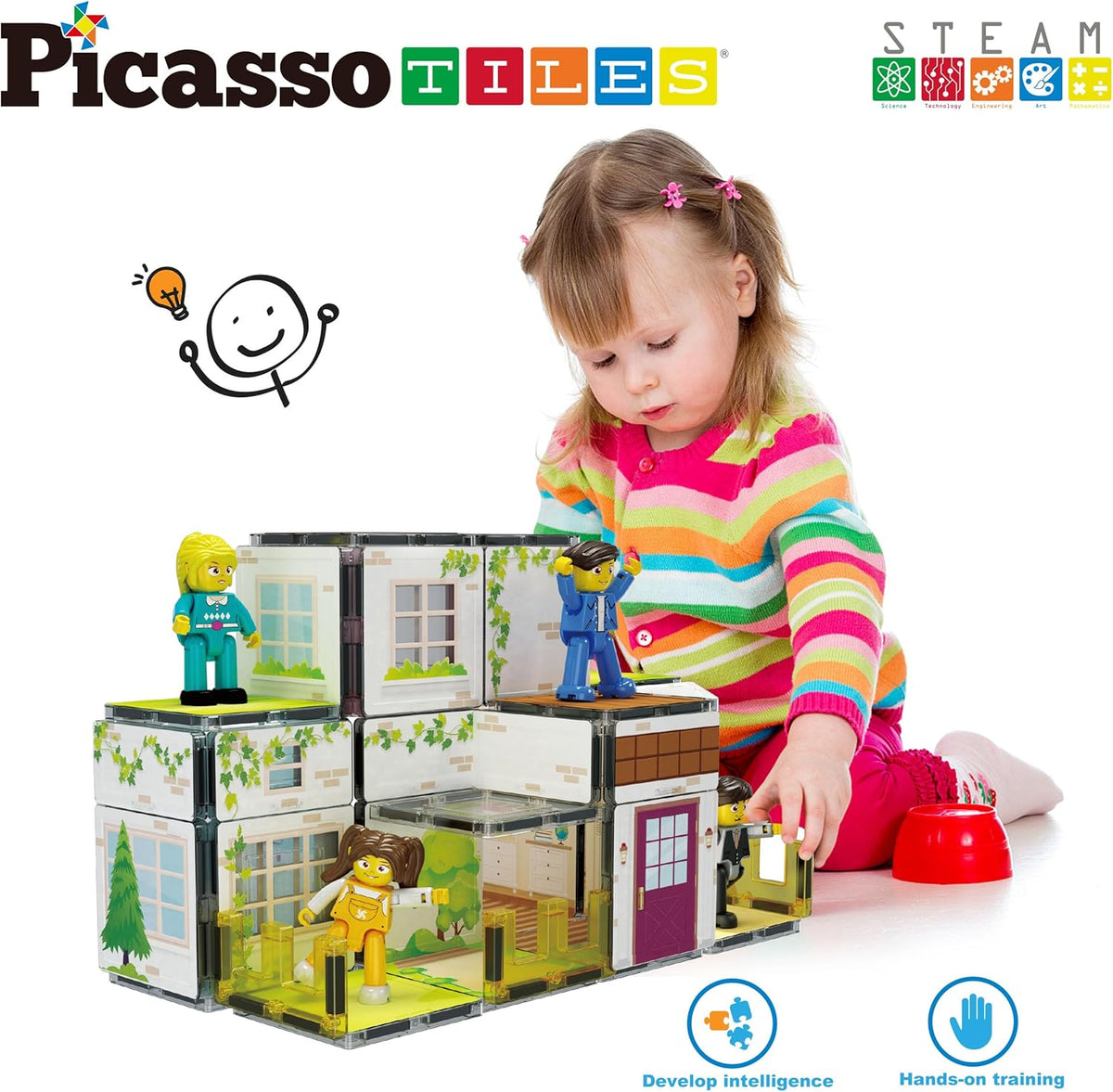 Picasso Magnetic Tiles Homestead Family Theme 65-Piece