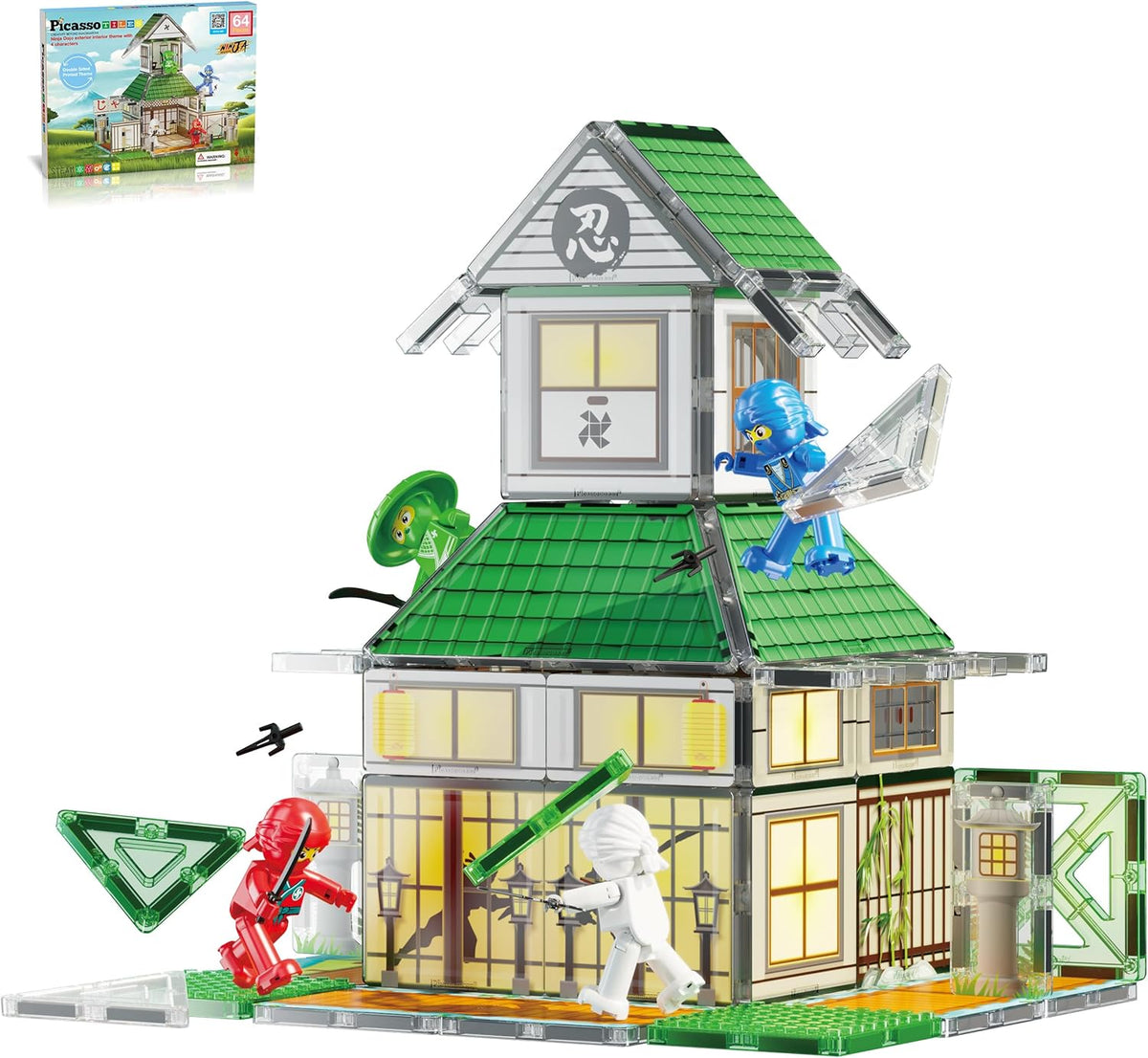 Picasso Magnetic Tiles Ninja Dojo 64-Piece