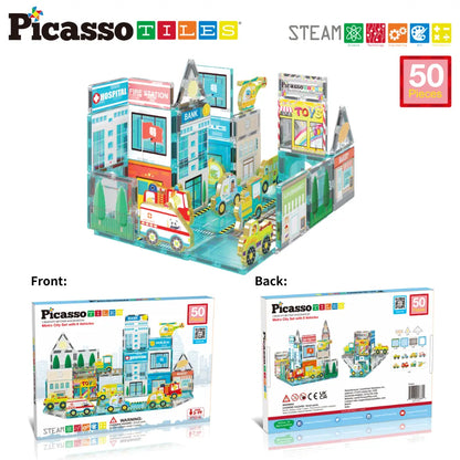 Picasso Magnetic 3D Metro City Set with 8 Vehicles 50-Pieces