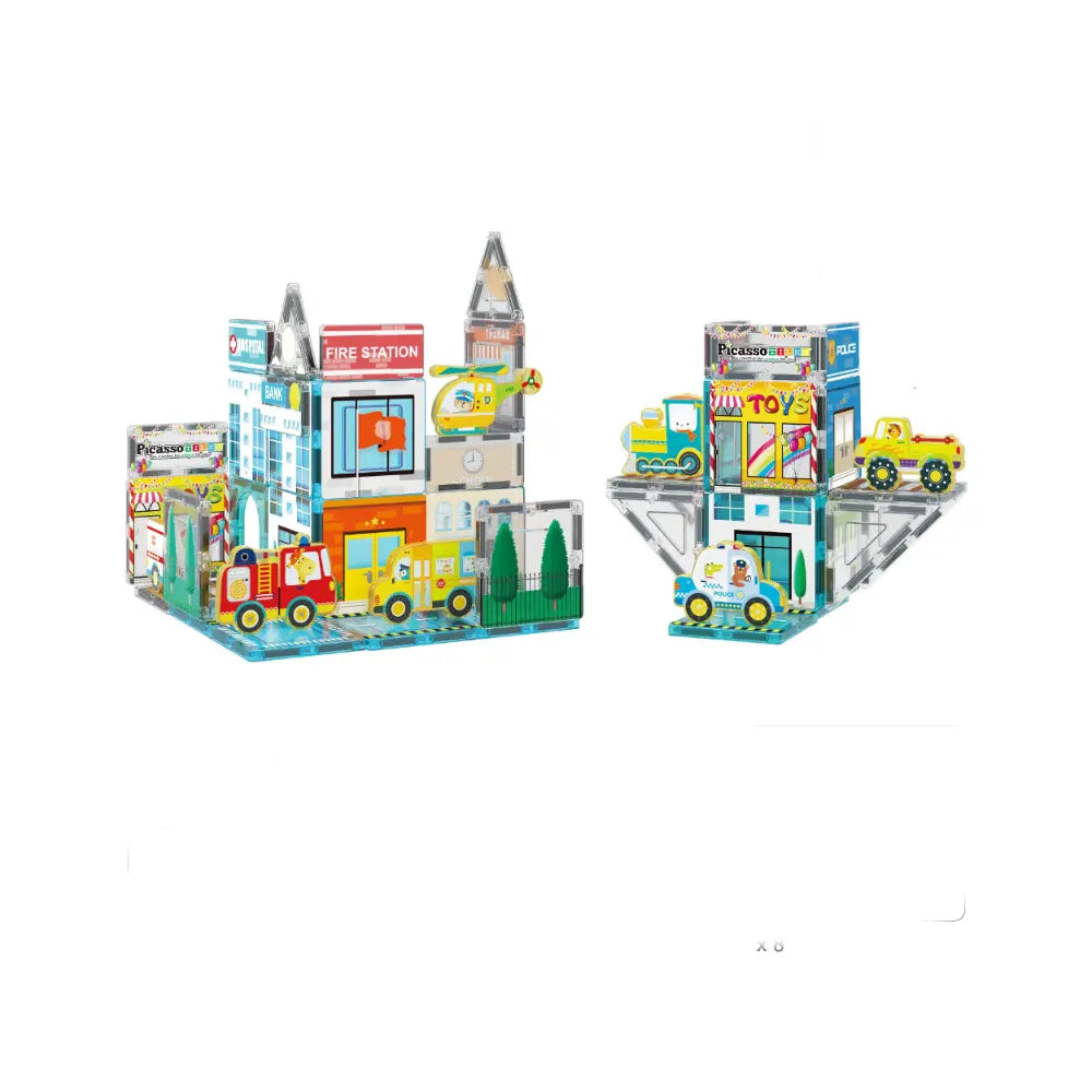 Picasso Magnetic 3D Metro City Set with 8 Vehicles 50-Pieces