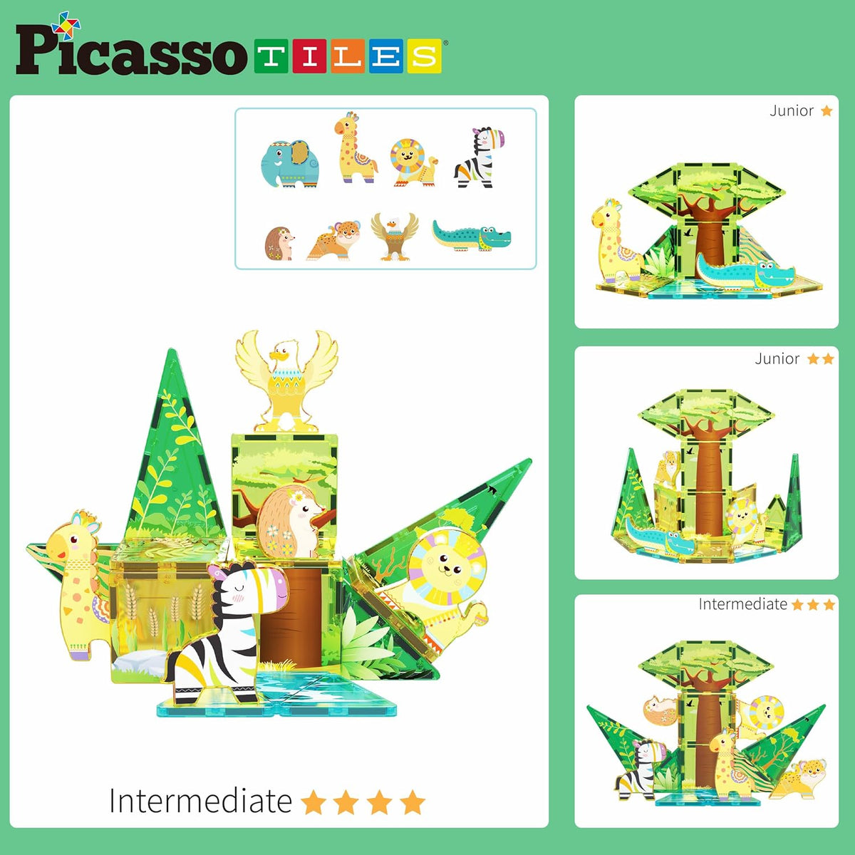 Picasso Magnetic Tiles Safari Set 26-Piece