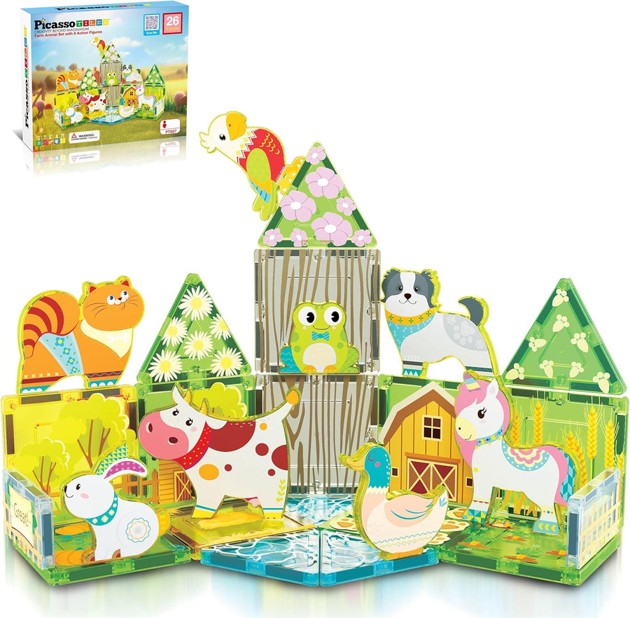 Picasso Magnetic Tiles Farm Animal Set 26-Piece