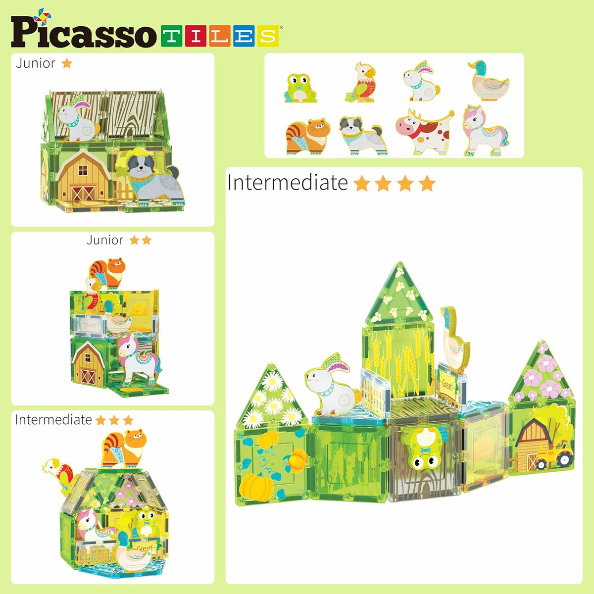 Picasso Magnetic Tiles Farm Animal Set 26-Piece