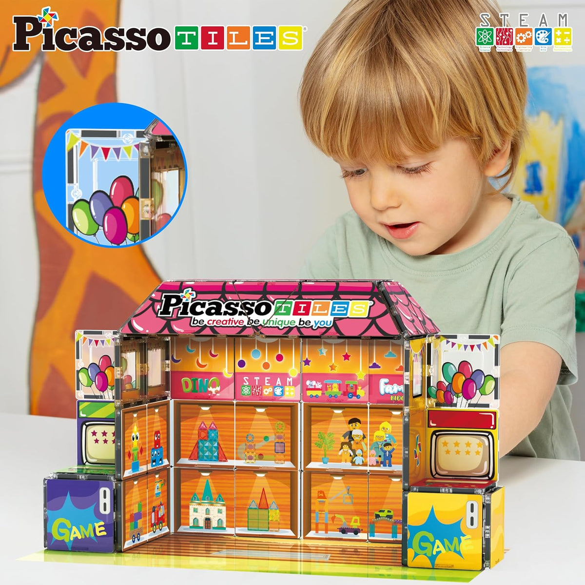 Picasso Magnetic Tiles Toy Shop 60-Piece