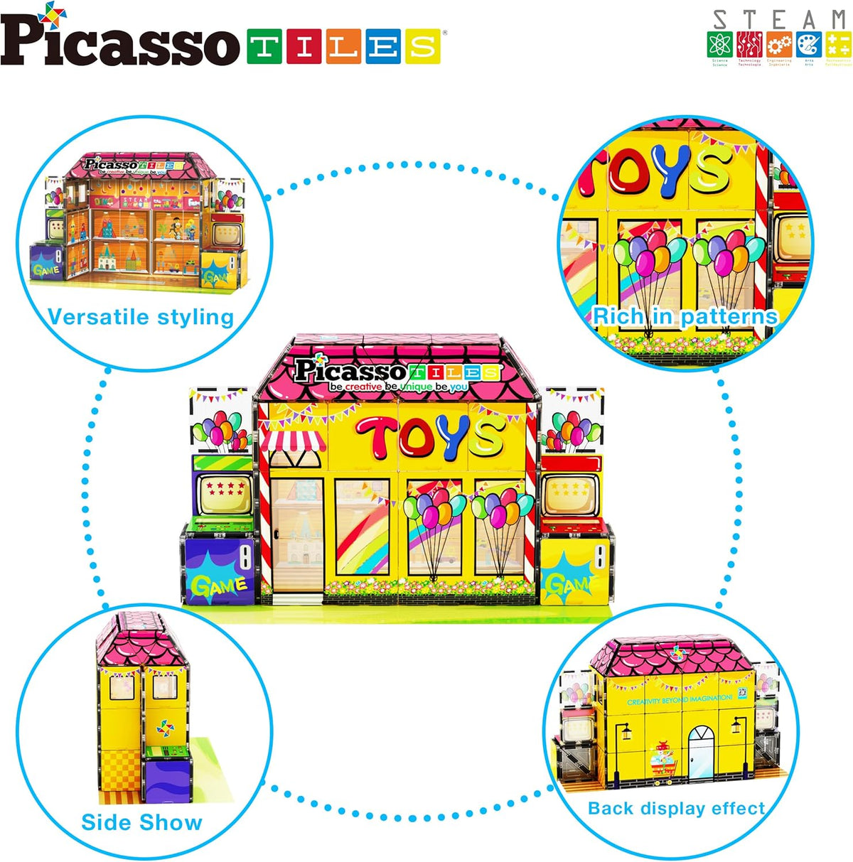 Picasso Magnetic Tiles Toy Shop 60-Piece