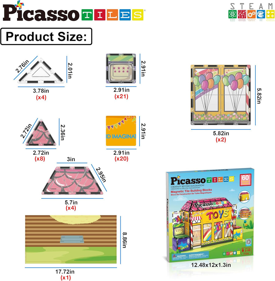 Picasso Magnetic Tiles Toy Shop 60-Piece