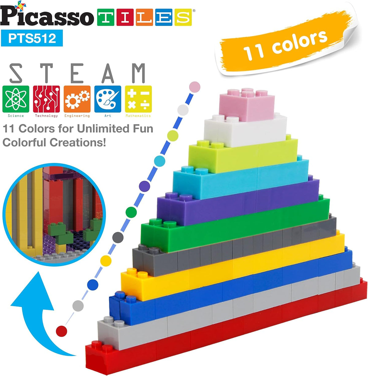 Picasso Magnetic Tiles Building Bricks 512-Piece