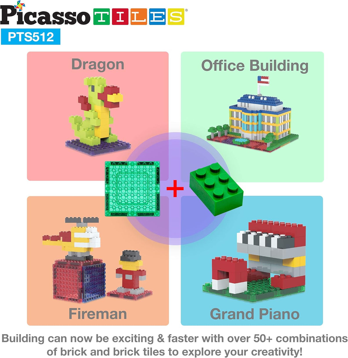 Picasso Magnetic Tiles Building Bricks 512-Piece