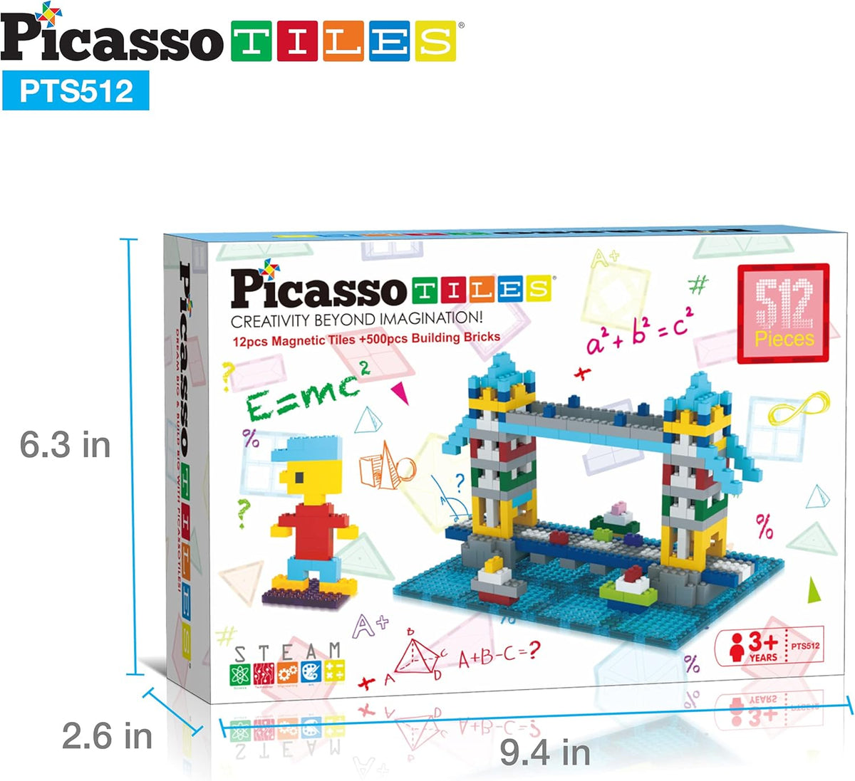 Picasso Magnetic Tiles Building Bricks 512-Piece
