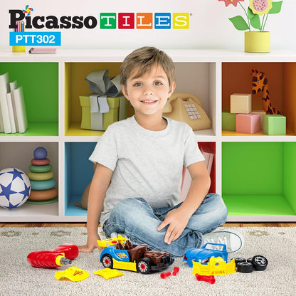 Picasso Magnetic LED Race Car Educational Constructable Kit 30-Piece
