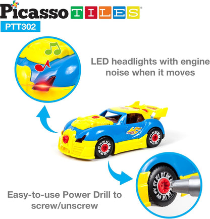 Picasso Magnetic LED Race Car Educational Constructable Kit 30-Piece