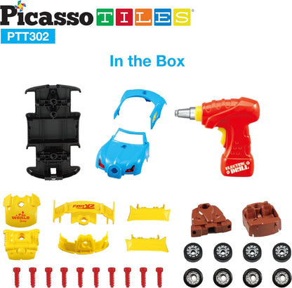 Picasso Magnetic LED Race Car Educational Constructable Kit 30-Piece