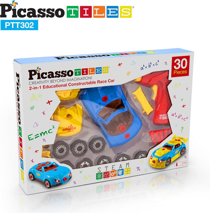 Picasso Magnetic LED Race Car Educational Constructable Kit 30-Piece