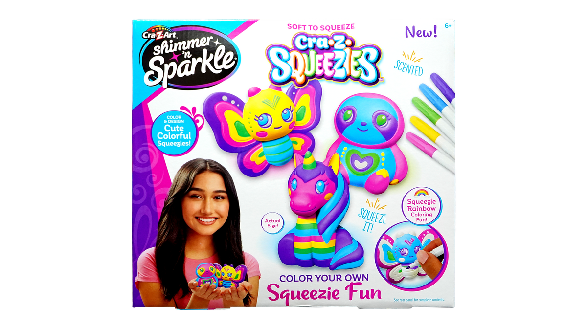 Shimmer 'n Sparkle Cra-Z-Squeezies Color Your Own Squishy Craft Kit for Kids