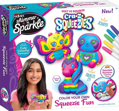 Shimmer 'n Sparkle Cra-Z-Squeezies Color Your Own Squishy Craft Kit for Kids