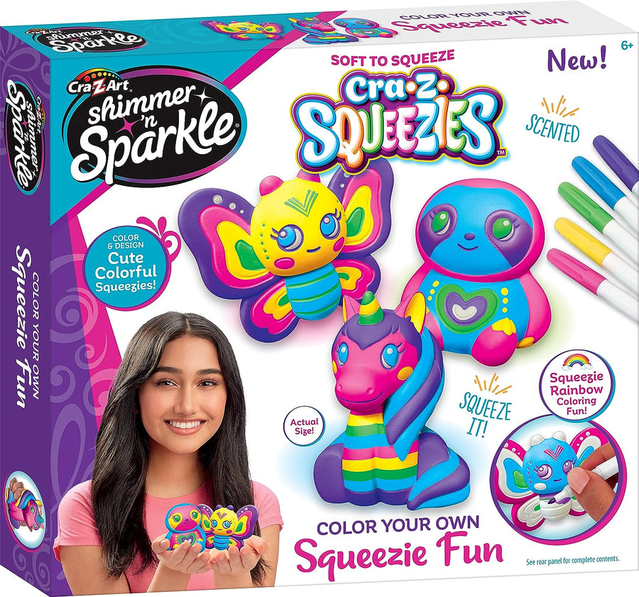 Shimmer 'n Sparkle Cra-Z-Squeezies Color Your Own Squishy Craft Kit for Kids
