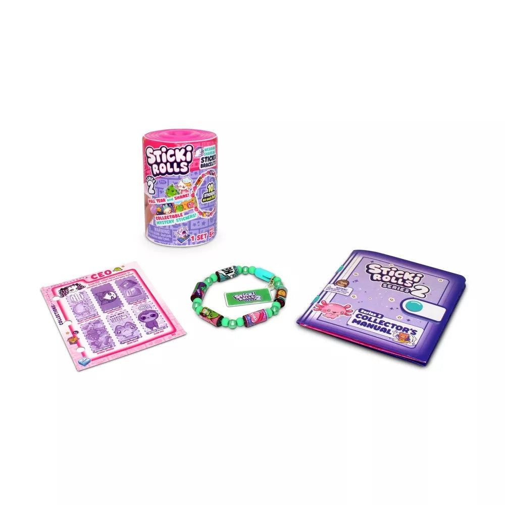 Sticki Rolls Wearable Sticker Bracelet 70 Holographic Mini Stickers Pack