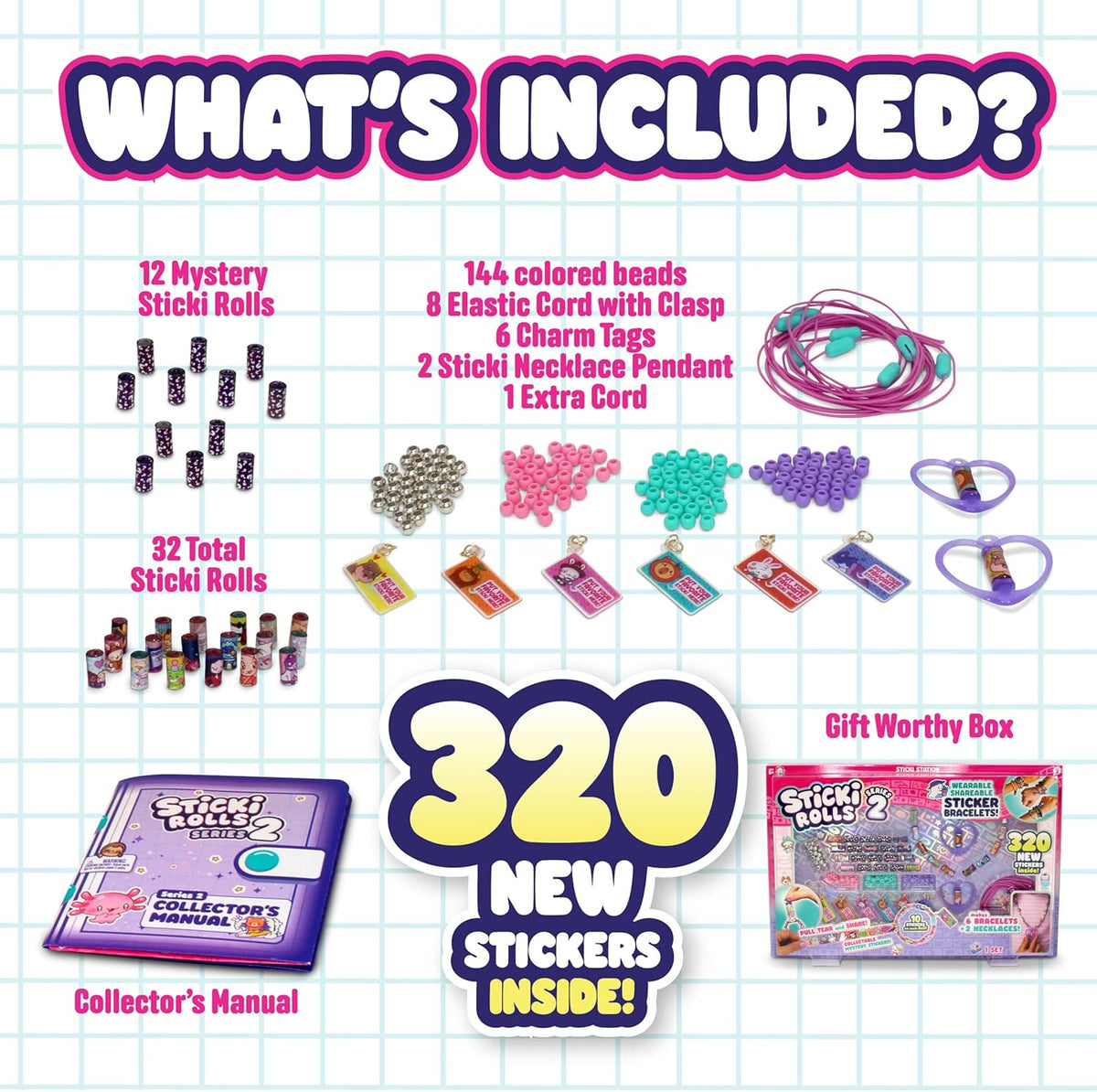 Sticki Rolls Series 2 Sticki Book Set DIY Sticker Jewelry & Activity Kit for Kids