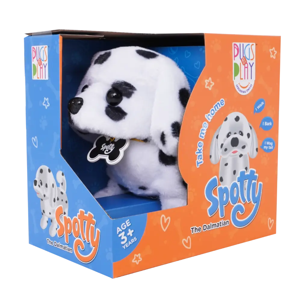 Pugs At Play Walking Spotty 6.5 Inch Battery-Operated