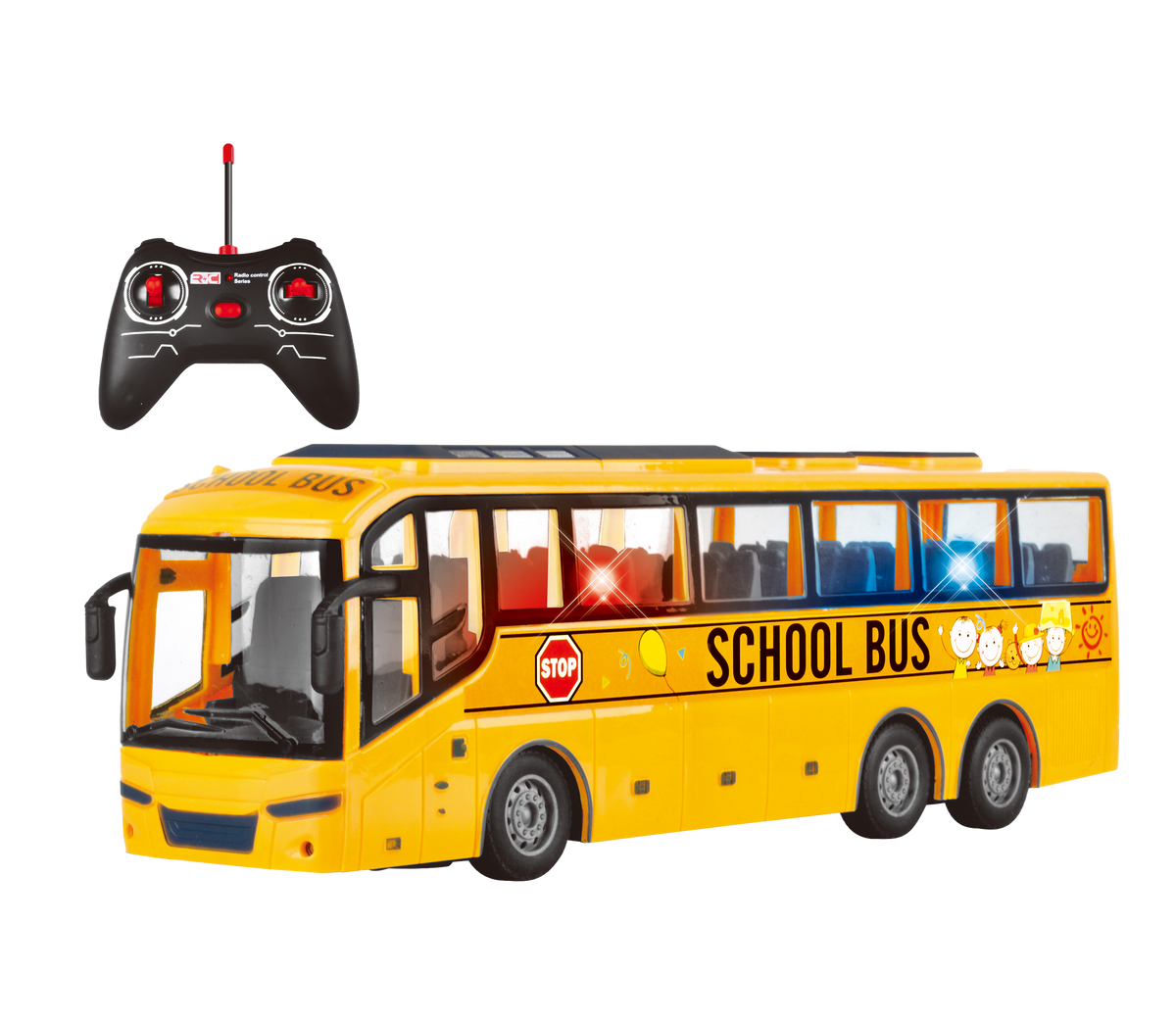 Power Joy RC School Bus with Lights Remote-Control Toy Bus for Kids