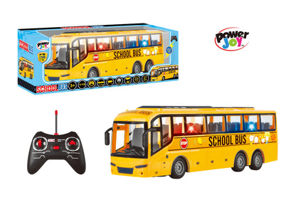 Power Joy RC School Bus with Lights Remote-Control Toy Bus for Kids