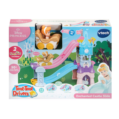 VTech Disney Princess Toot-Toot Drivers Enchanted Castle Slide Playset with Cinderella Vehicle