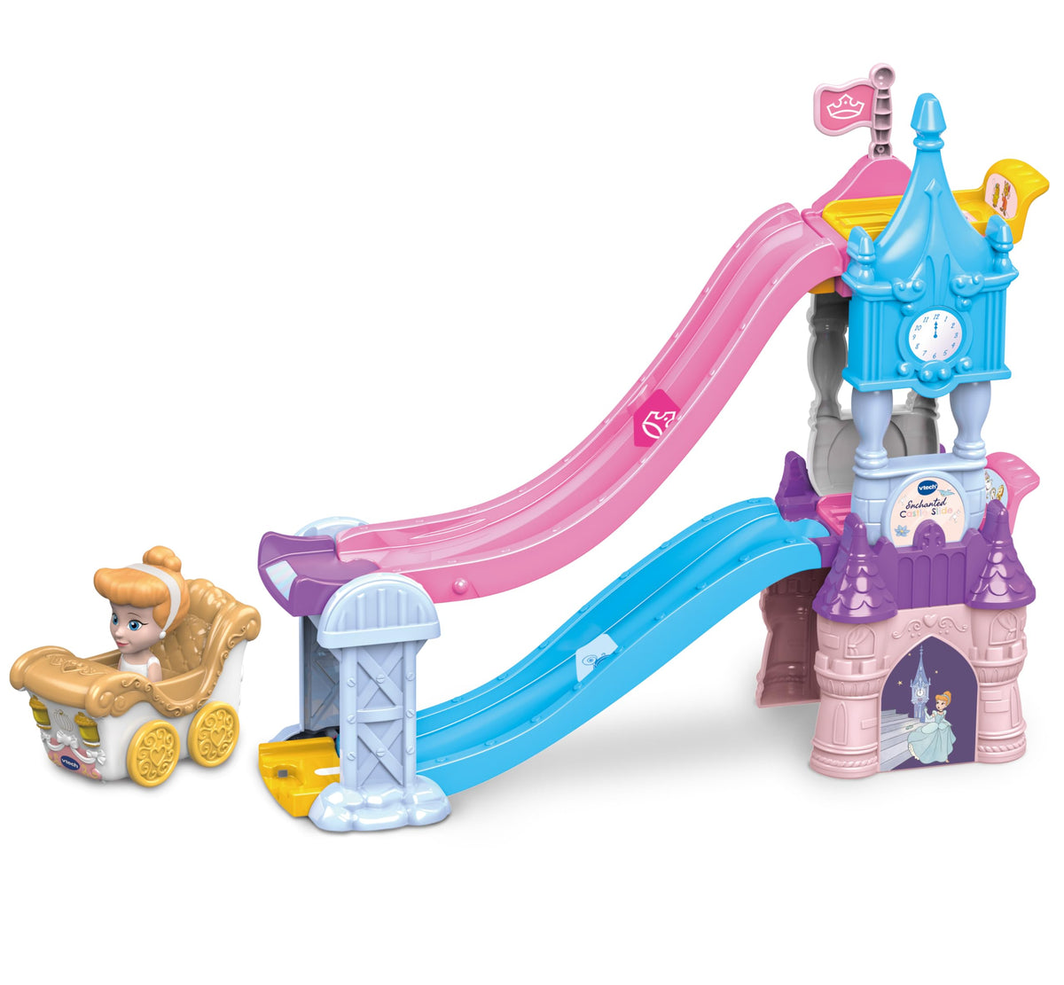 VTech Disney Princess Toot-Toot Drivers Enchanted Castle Slide Playset with Cinderella Vehicle
