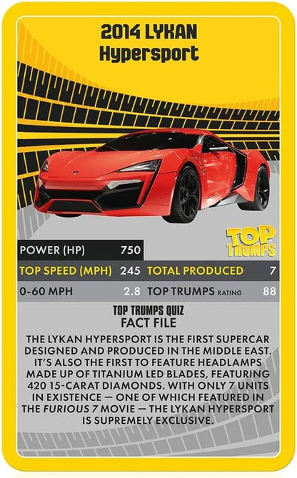 Top Trumps Supercars Portable Educational Card Game