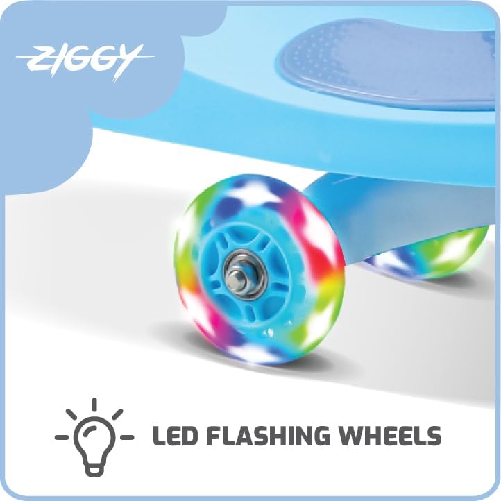 Ziggy Swing Car Blue Kids Ride-On Car with LED Wheels