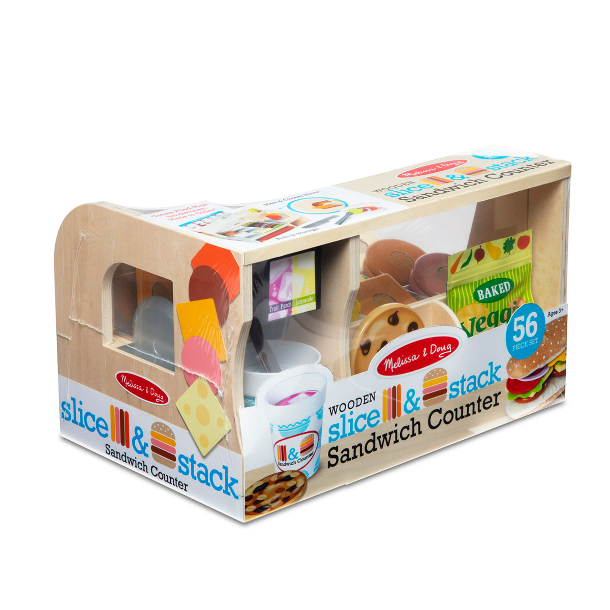 Melissa & Doug Wooden Slice & Stack Sandwich Counter Playset