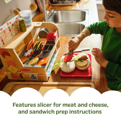 Melissa & Doug Wooden Slice & Stack Sandwich Counter Playset