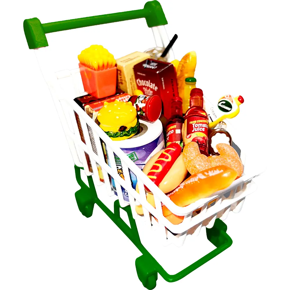 Miniworld Mini Mart Shopping Cart Playset for Kids
